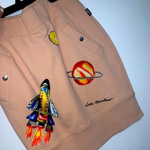 Love moschino beige space galaxy mini skirt